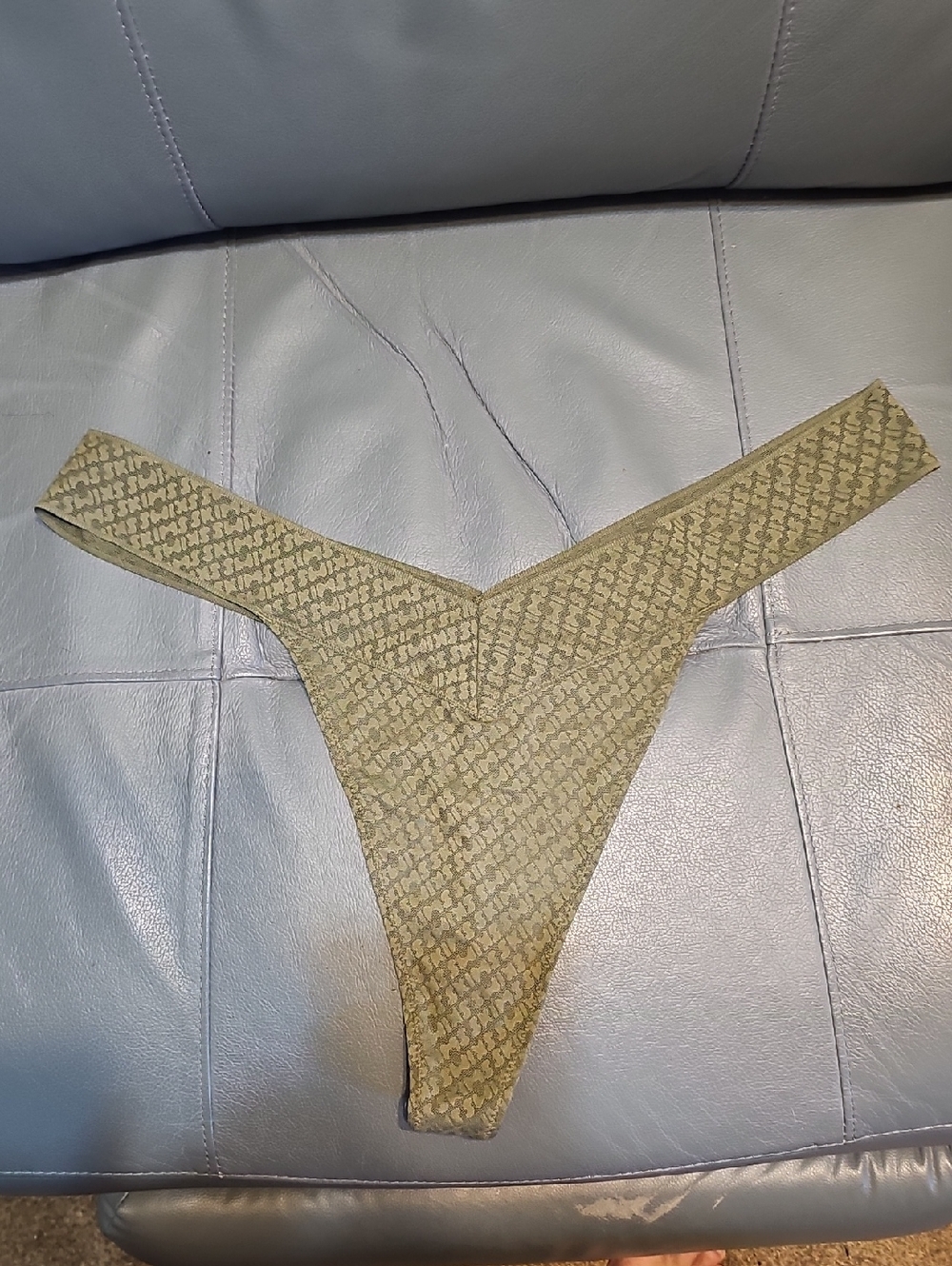 SKIMS Olive Green Textured Thong Panty